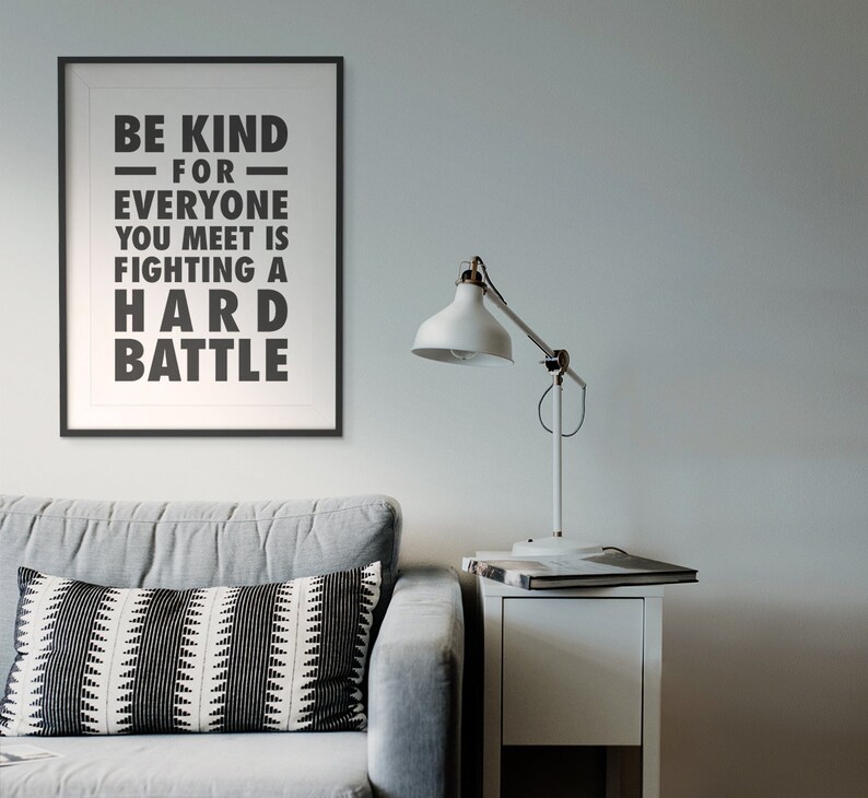 plato quote printable wall art be kind for everyone is etsy