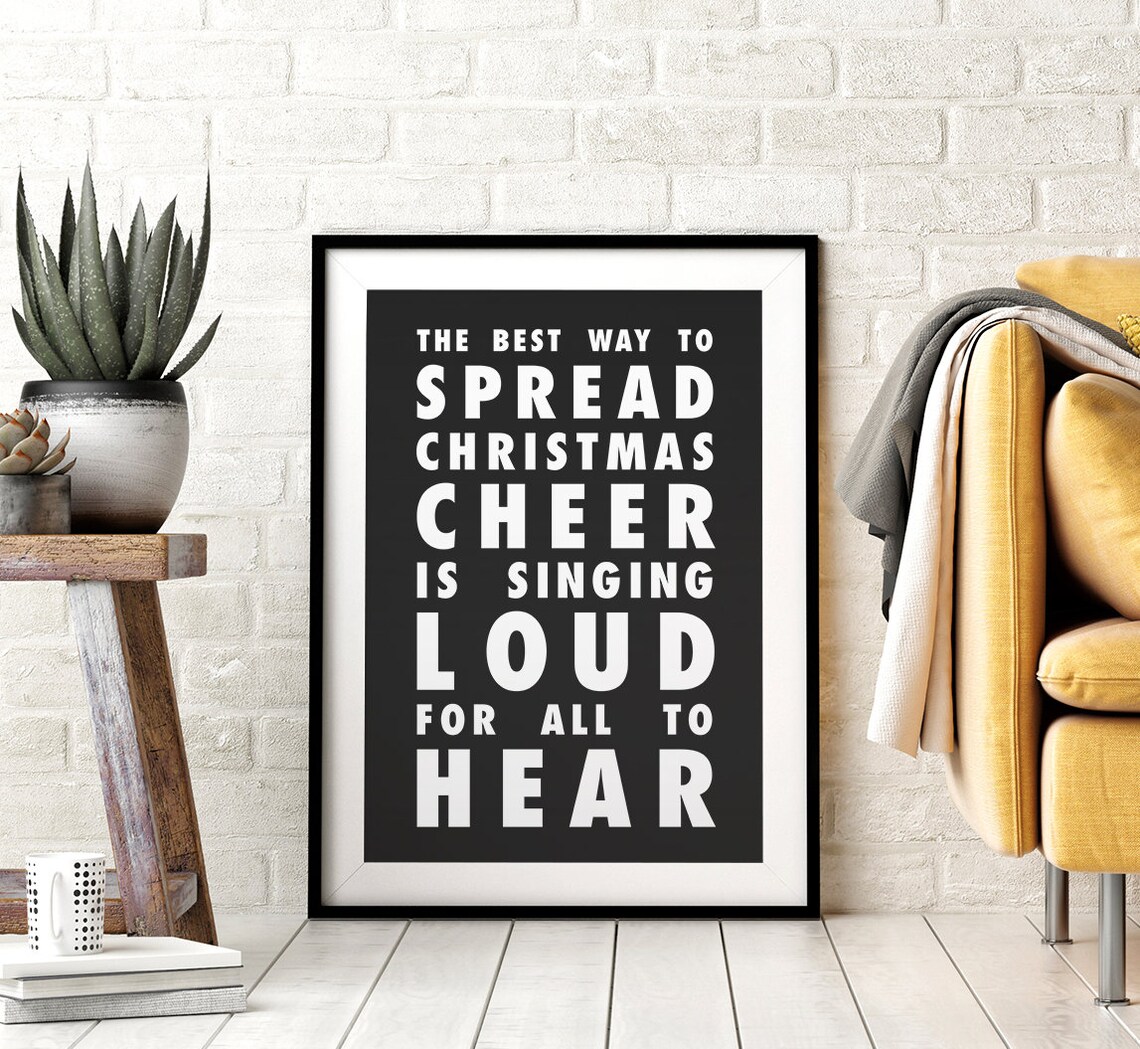 Elf Christmas Cheer Quote DIY Printable Wall Art Minimalist Etsy