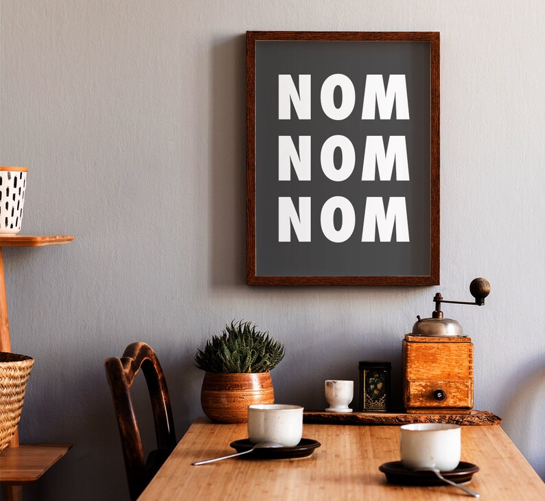 NOM NOM NOM Diy Printable Wall Art Kitchen Decor Funny Etsy