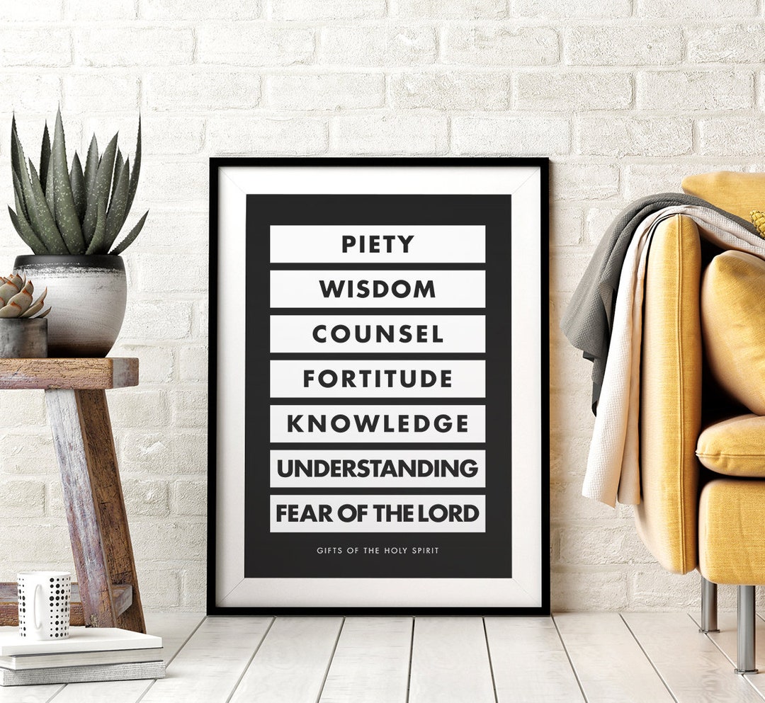 7 Gifts of the Holy Spirit, Printable Wall Art, Typography, Black ...