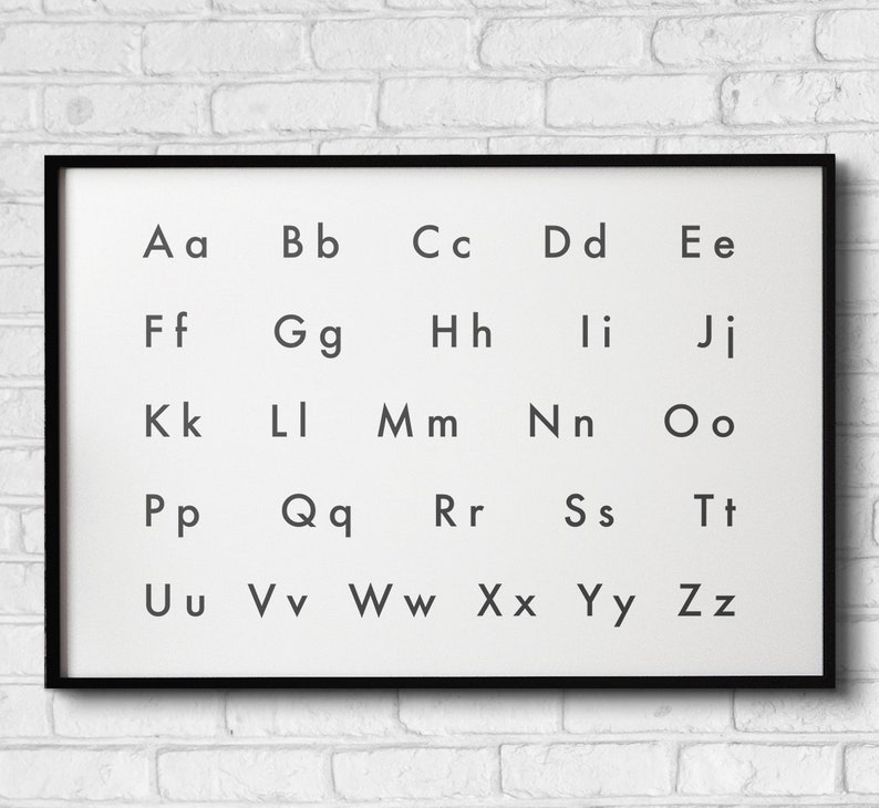 ABC Printable Wall Art Black &amp; White Modern Kids Room - Etsy