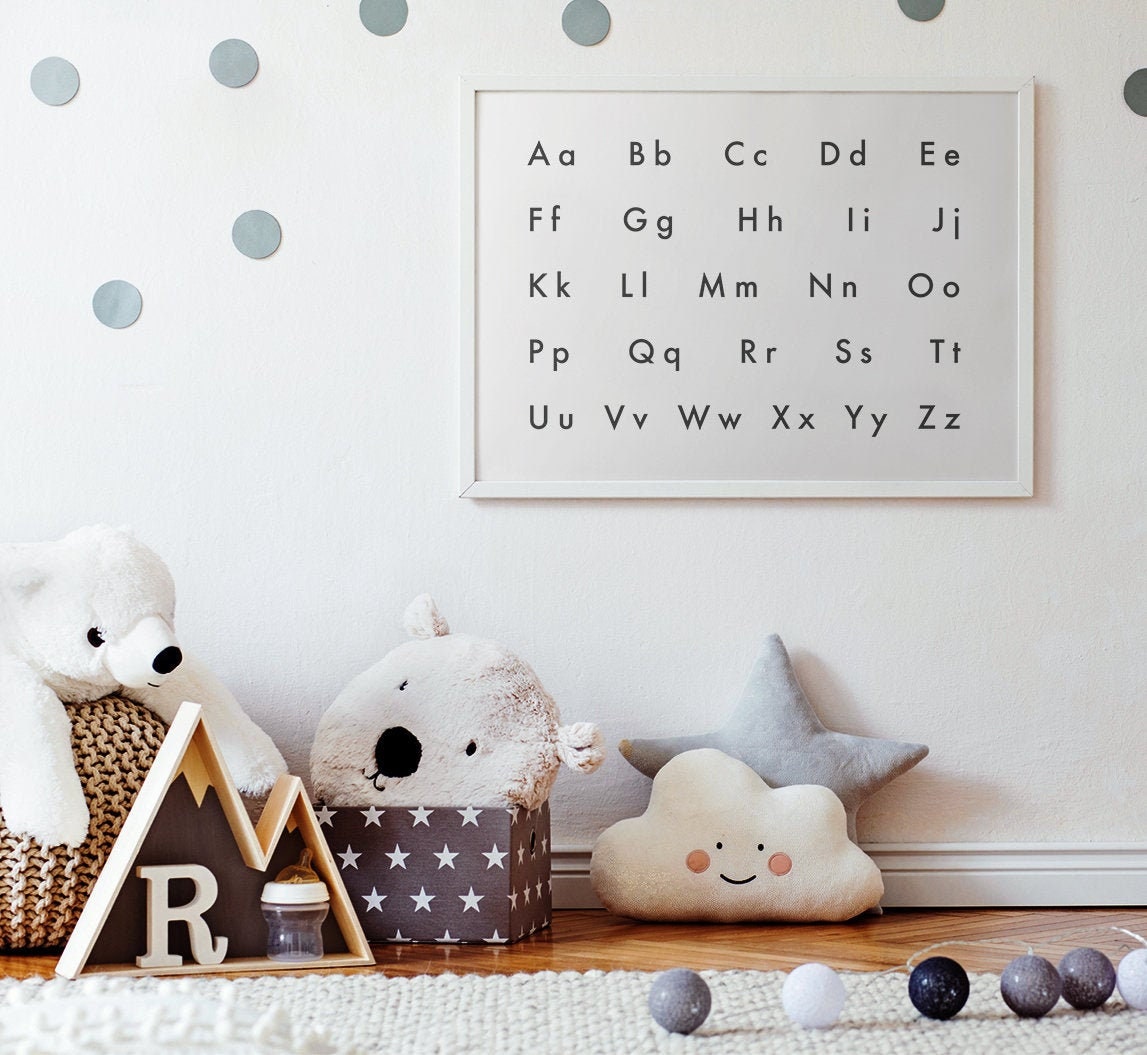 ABC Printable Wall Art Black &amp; White Modern Kids Room | Etsy