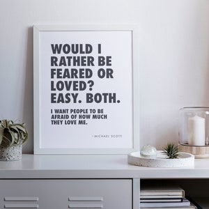 Michael Scott Office Quote Printable Wall Art - Would I Rather Be Feard ...