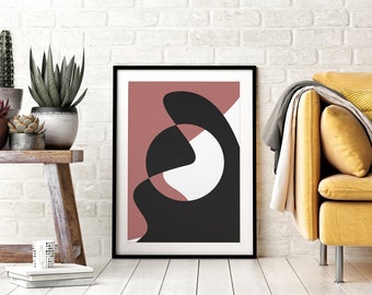 Mid Century Modern Printable Wall Art, Abstract Wall Art, Retro Art Print, Geometric, Minimalist Art print, Retro Block Art