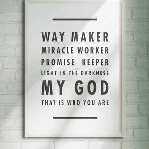 Way Maker Song Lyrics Printable Wall Art, Sinach Lyrics, Christian ...