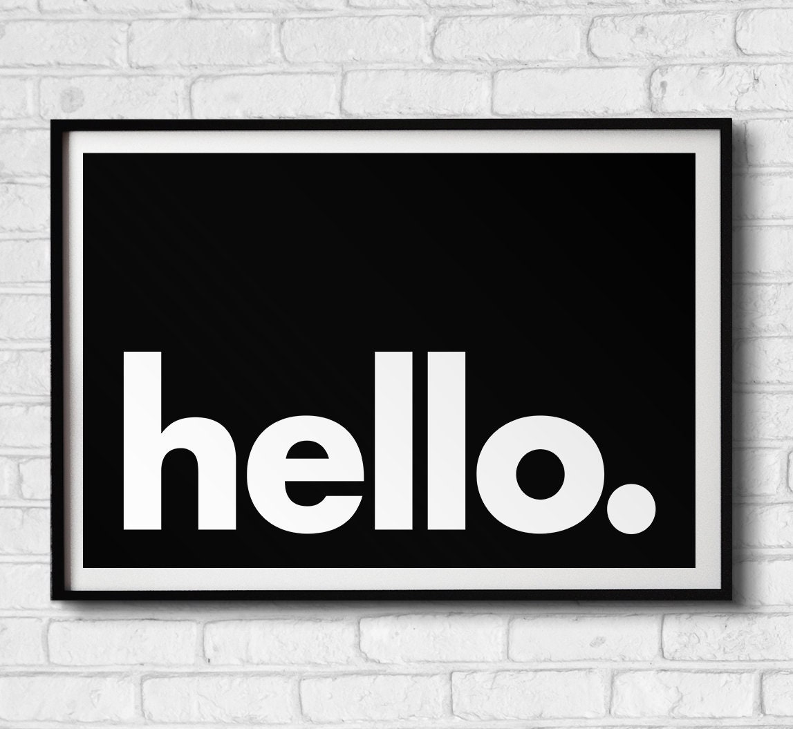 Hello Printable Wall Art Minimalistic Typography Poster - Etsy