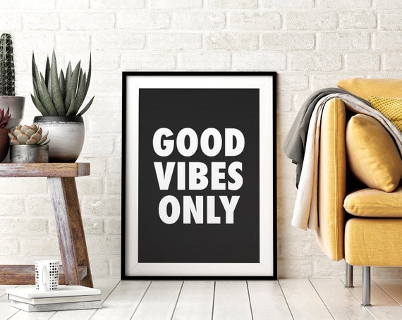 Good Vibes Only Printable Wall Art, Black and White, Living Room Art, Kids Room Decor, Home Office Decor, Affiche Scandinave, Downloadable