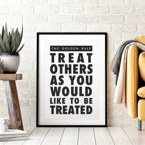 The Golden Rule Printable Wall Art, Sign, Matthew 7:12, Christian Art Print, Be Kind, Kids Room Decor, Modern Typography, Downloadable