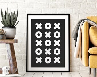 X and O Printable Wall Art, Black & White Typography Poster, Modern Minimalist Art, Kids Room Decor, Affiche Scandinave, Instant Download