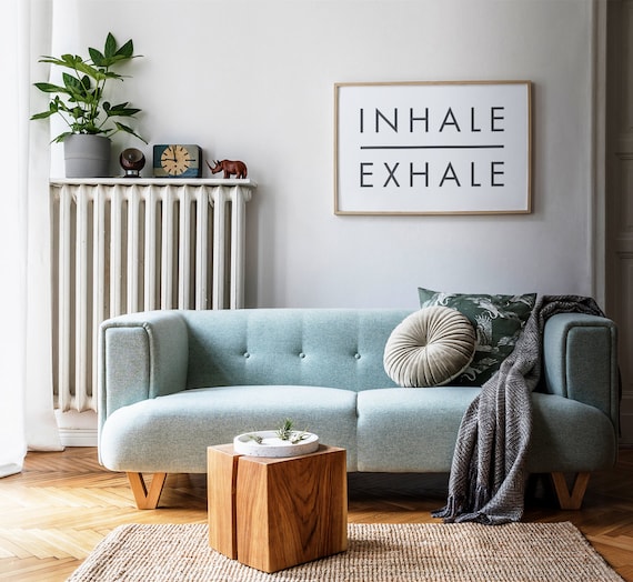 Inhale Exhale Printable Wall Art, Inspirational Quotes, Black and White, Yoga Mindfulness Mantras, Gym Decor, Poster Art, Downloadable Art