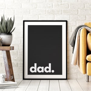 Dad. Printable Wall Art, Minimalistic Typography Poster, Black & White, Children&#39;s Nursery Print, Instant Download