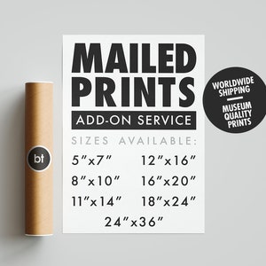 Servizio di stampa per posta aggiuntivo, spedizione in tutto il mondo, stampa artistica da parete, stampa e posta, poster fisico da parete, 11X14, 16x20, 18x24, 24x36