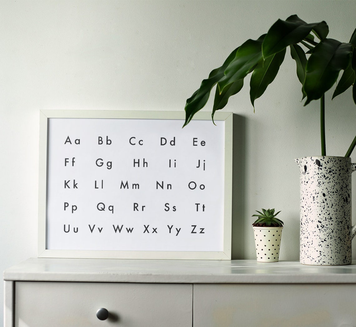 ABC Printable Wall Art Black &amp; White Modern Kids Room - Etsy