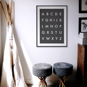 Black & White Alphabet Poster Printable Wall Art Kids Room - Etsy