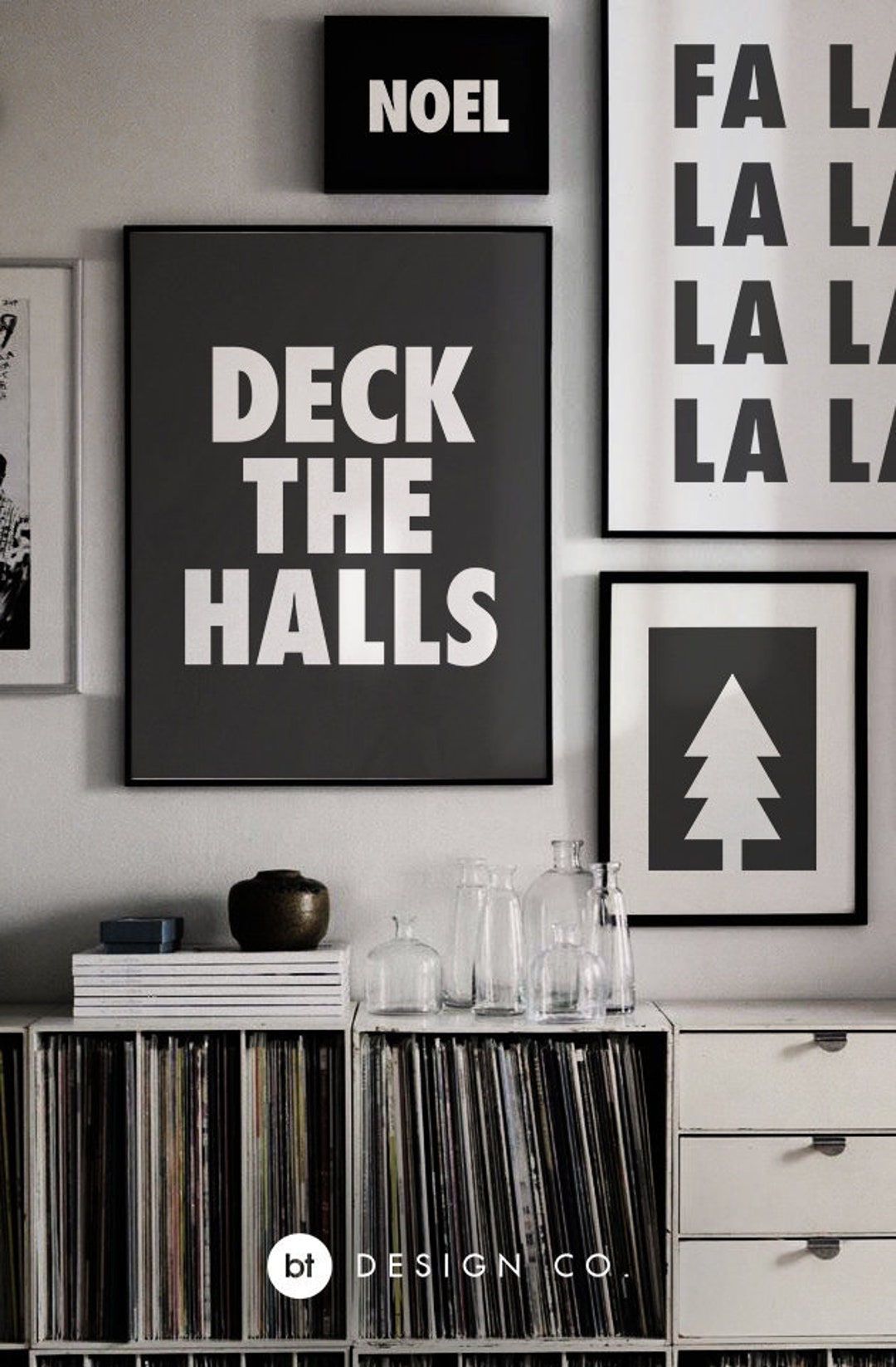 Deck the Halls Printable Wall Art, Christmas Print, Typography Poster