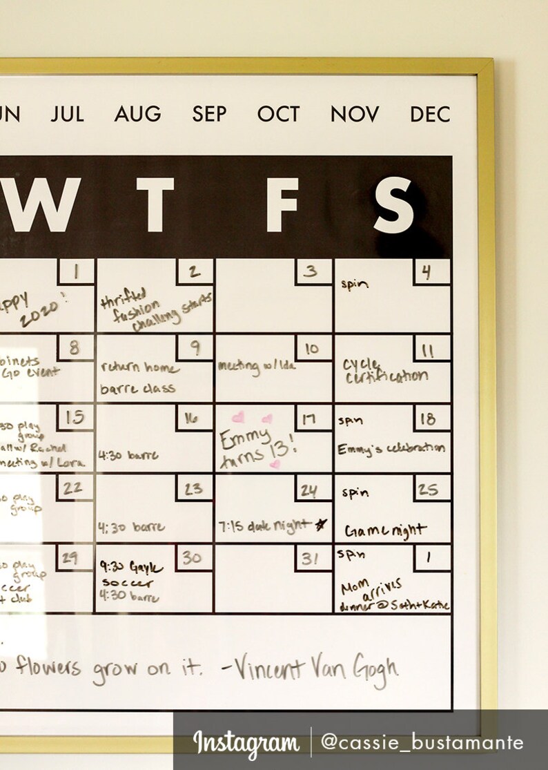 Reusable Printable Calendar Template Large Frameable Etsy