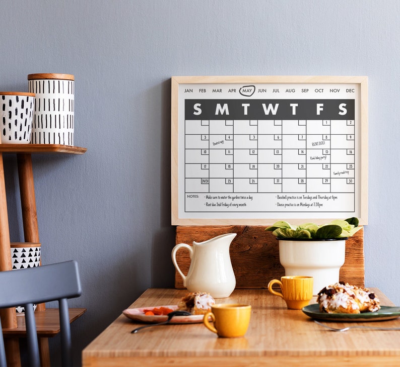 Reusable Printable Calendar Template Large Frameable Etsy
