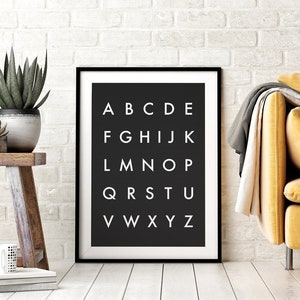Black & White Alphabet Poster Printable Wall Art Kids Room - Etsy