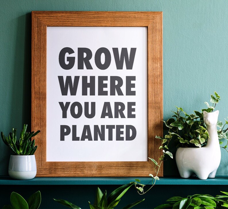 Grow Where You Are Planted Printable Wall Art Positive Quote Etsy
