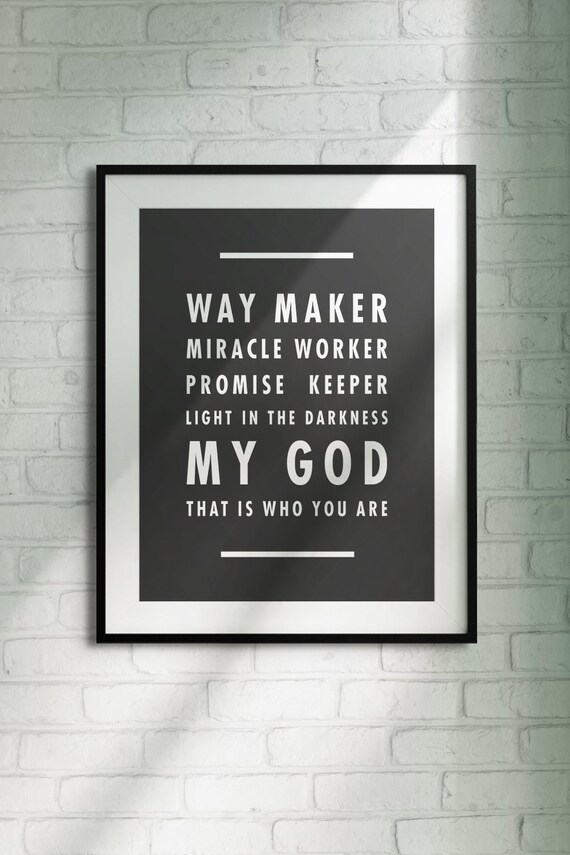 Way Maker Sinach Lyrics Art Print, Way Maker Lyrics, Way Maker, Miracle  Worker, Promise Keeper, Light in the Darkness, My God, Wall Sign 