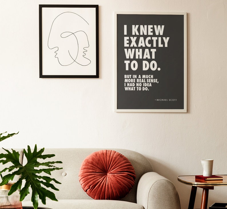 Michael Scott Office Quote Printable Wall Art, I Knew Exactly What to Do, Typography, Black & White, Funny TV Show Sitcom Quotes, Download image 3