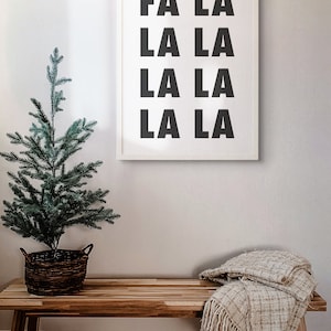 Fa La La La La Printable Wall Art, Minimalist Christmas Typography ...