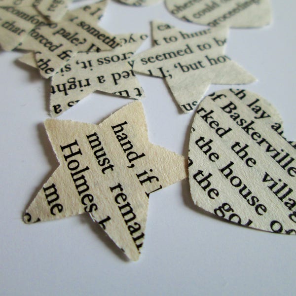 Sherlock Holmes Confetti | Paper Confetti Hearts and Stars | Arthur Conan Doyle