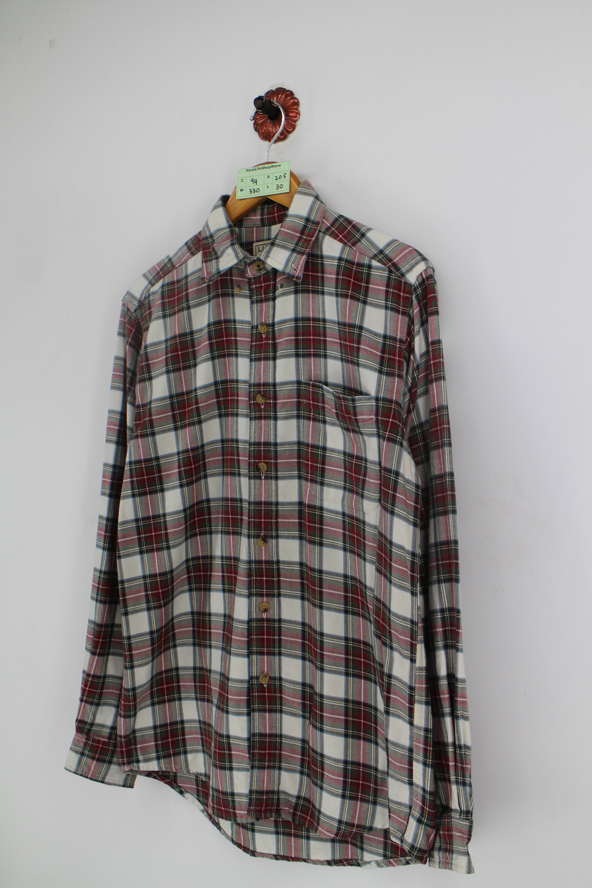 LL BEAN Plaid Checkered Flannel Shirt Medium Vintage 90's - Etsy