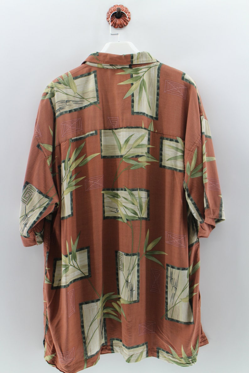 RAYON BAMBOO CAY Button Hawaiian Cotton Shirt Vintage Rayon Bamboo Button Fine Resort Wear Hawaii Surf Style Shirt Size L