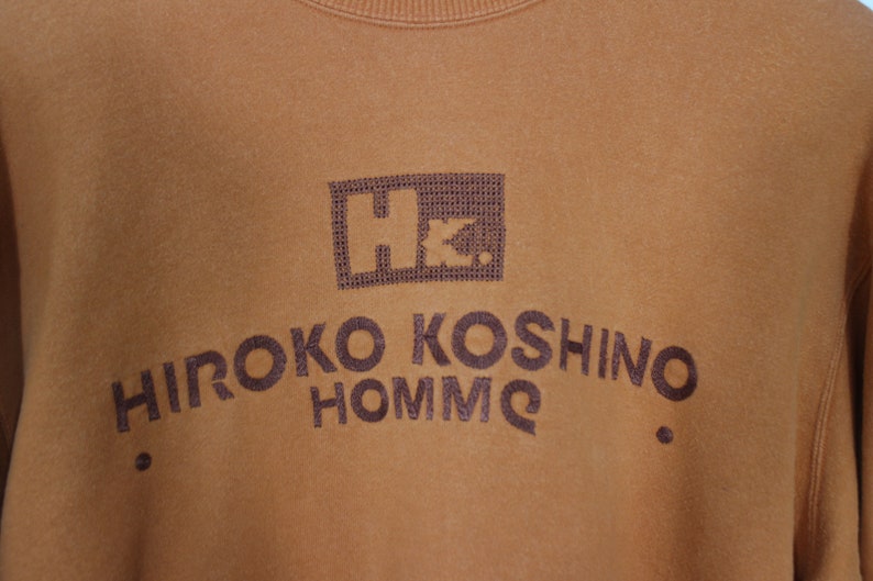HIROKO KOSHINO Homme Medium Sweatshirt Jumper Pullover Japan 90s Vintage Hirokko Koshino Sweater Light Orange Unisex Size M