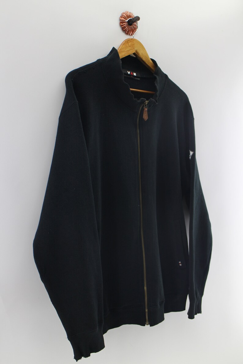 VAN JAC Sweater Unisex Black Van Jac Classic Japanese Designer Zipper Jumper Size L