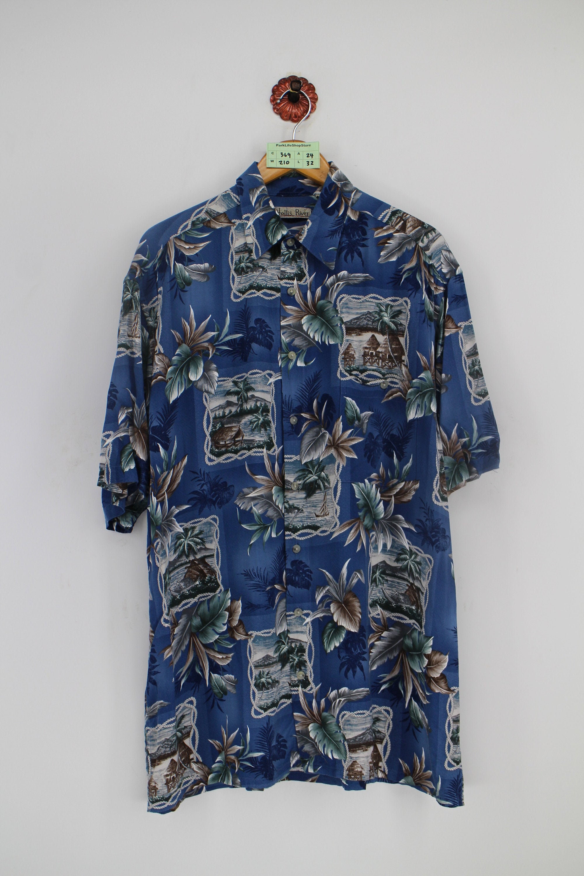 HOLLIS RIVER Hawaiian Rayon Mens Shirt Xlarge Vintage 90s | Etsy