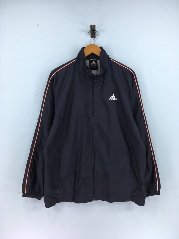 Adidas Windbreaker Jacket Large Unisex Vintage 90s Adidas Sportswear Jacket Adidas Three Stripes Activewear Blue Black Light Jacket Size L