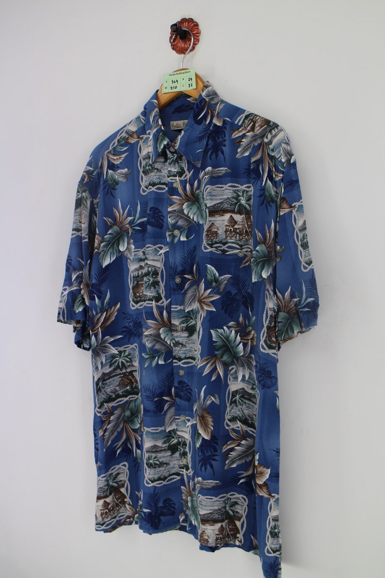 HOLLIS RIVER Hawaiian Rayon Mens Shirt Xlarge Vintage 90s - Etsy