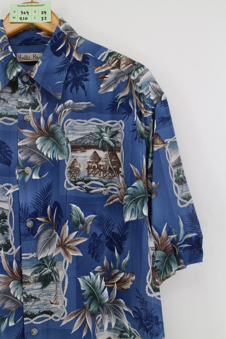 HOLLIS RIVER Hawaiian Rayon Mens Shirt Xlarge Vintage 90s Etsy