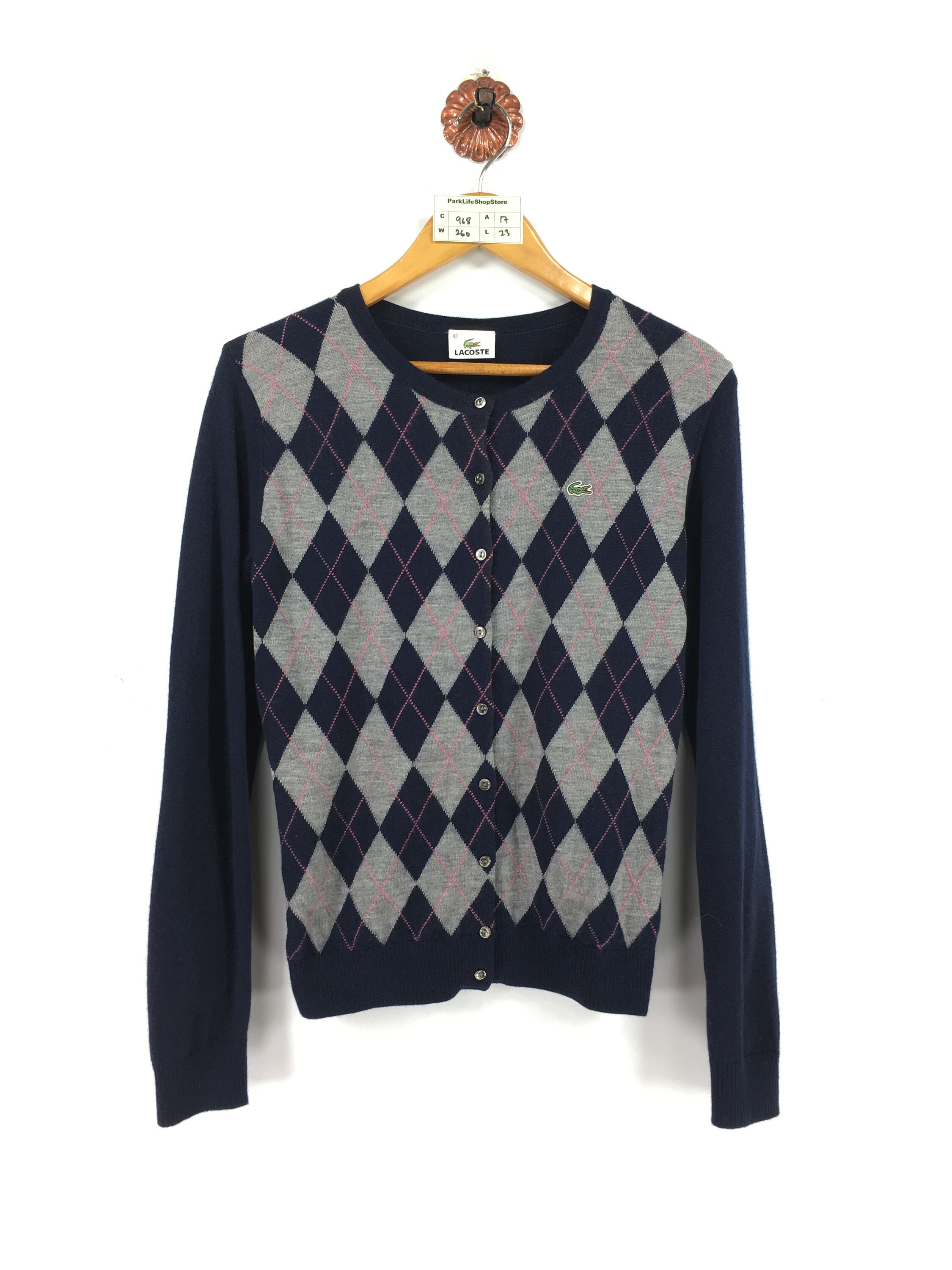 Vintage LACOSTE Wool Sweater Cardigan 