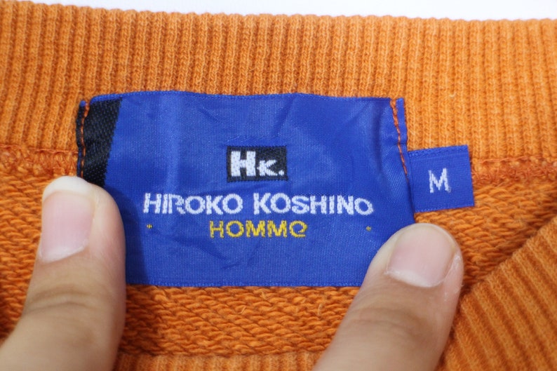 HIROKO KOSHINO Homme Medium Sweatshirt Jumper Pullover Japan 90s Vintage Hirokko Koshino Sweater Light Orange Unisex Size M