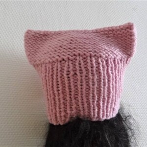 Pink Cat hat Chunky beanie Knit hat Animals Hat cat ears hat women pussyhat Pink pussy hat Knit cat Hat Pink girls pussyhat Feminist hat image 3