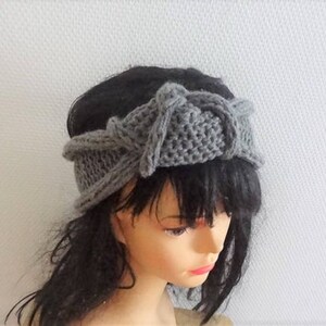 Knitted Headband Knit top knot Headband Stylish turban headband head wrap, ear warmer grey turban headband, women cranberry headband