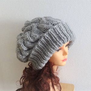 Unisex Knit Slouchy Hat Beanie Womens Hat Oversized Slouchy Beanie super slouchy hat  knit cable hat big men hat chunky hat