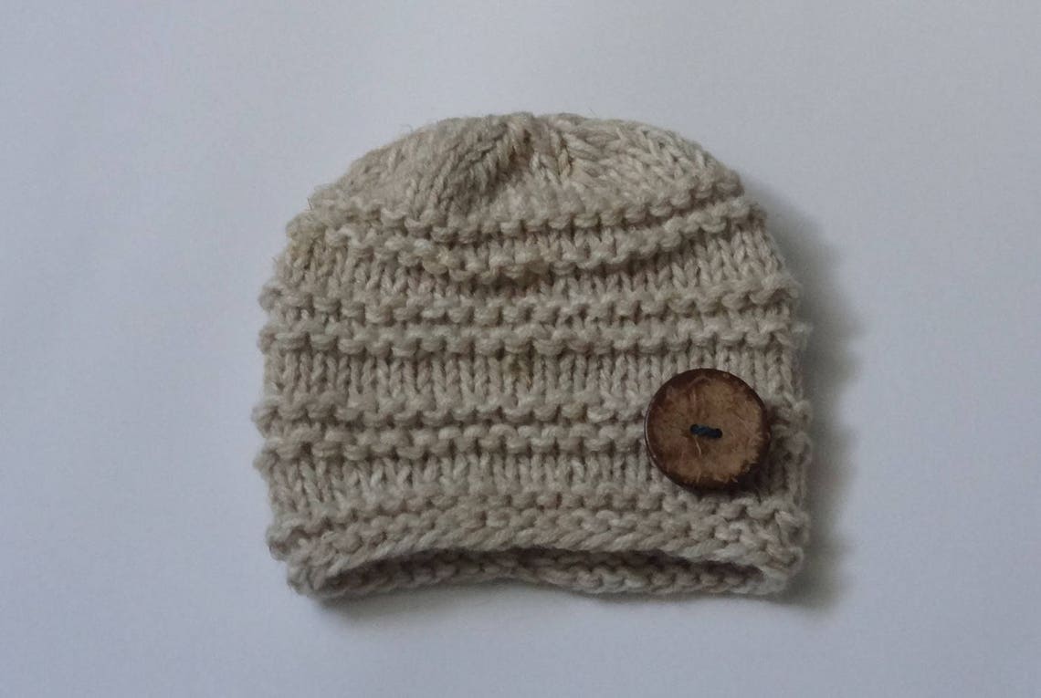 Newborn Baby Imported Knitted Winter Purple/White Hat main image 1