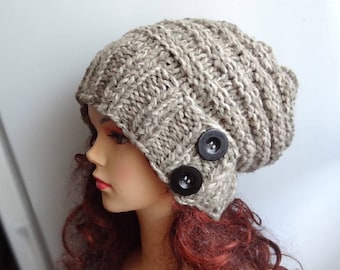 Slouchy Mütze Slouchy Beanie Knopf Mütze Handgestrickt Winter Damen Mütze Winter DamenMütze Super Chunky Weihnachten Geschenk Unisex Slouchy Beanie