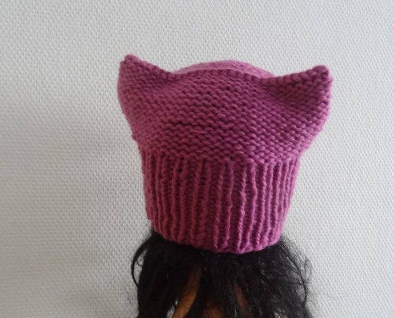 Pink Cat hat Chunky beanie Knit hat Animals Hat cat ears hat women pussyhat Pink pussy hat Knit cat Hat Pink girls pussyhat Feminist hat image 8