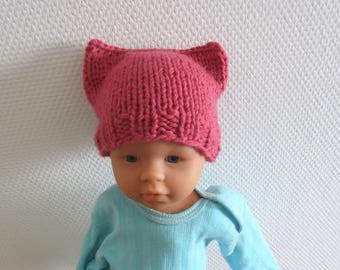 Pasgeboren roze kat hoed dikke beanie gebreide kattenoren hoed kinderen poesje meisjes poesje kat hoed roze pasgeboren poesje feministische hoed baby poesje