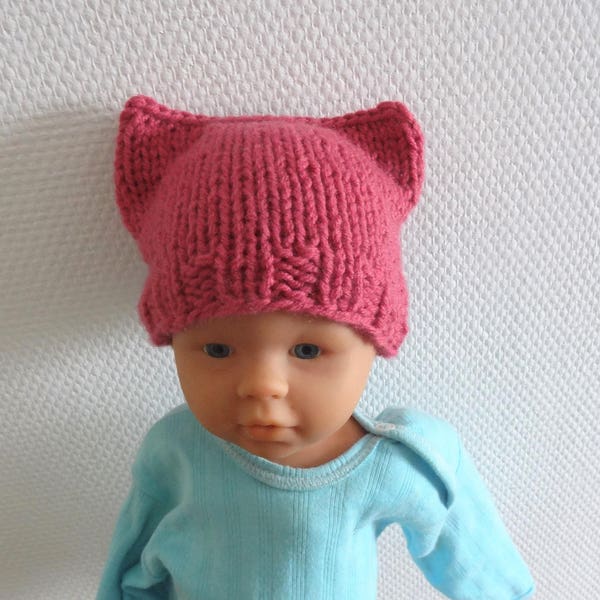 Newborn Pink Cat hat Chunky beanie Knit cat ears hat kids pussyhat girl pussyhat cat Hat Pink newborn pussyhat Feminist hat baby pussyhat