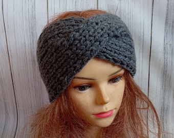 Knit wide twist headband Knitted Headband Hand knit headband, head wrap, ear warmer accessories women turban twisted headband knit turban
