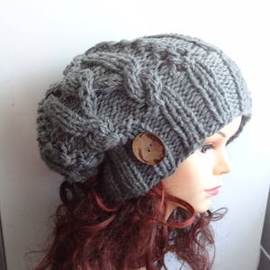 kabel gebreide hoed vrouwen slouchy met knoop baggy Beanie kabel hoed gebreide hoed chunky gebreide winter herfst accessoires Slouchy gebreide grijze winter hoed