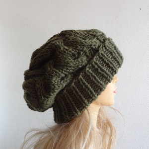 Unisex Knit Slouchy Hat Beanie Womens Hat Oversized Slouchy Beanie super slouchy hat  knit cable hat big men hat chunky hat