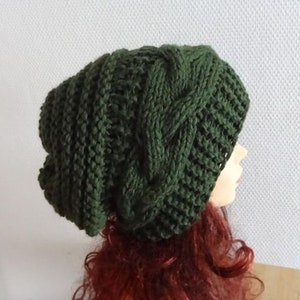 Knit Hat Slouchy women , men dark green hat Unisex Knit Slouchy Beanie Knit Hat Chunky beanie  Knit Winter Fall Slouchy Knitted hat gift