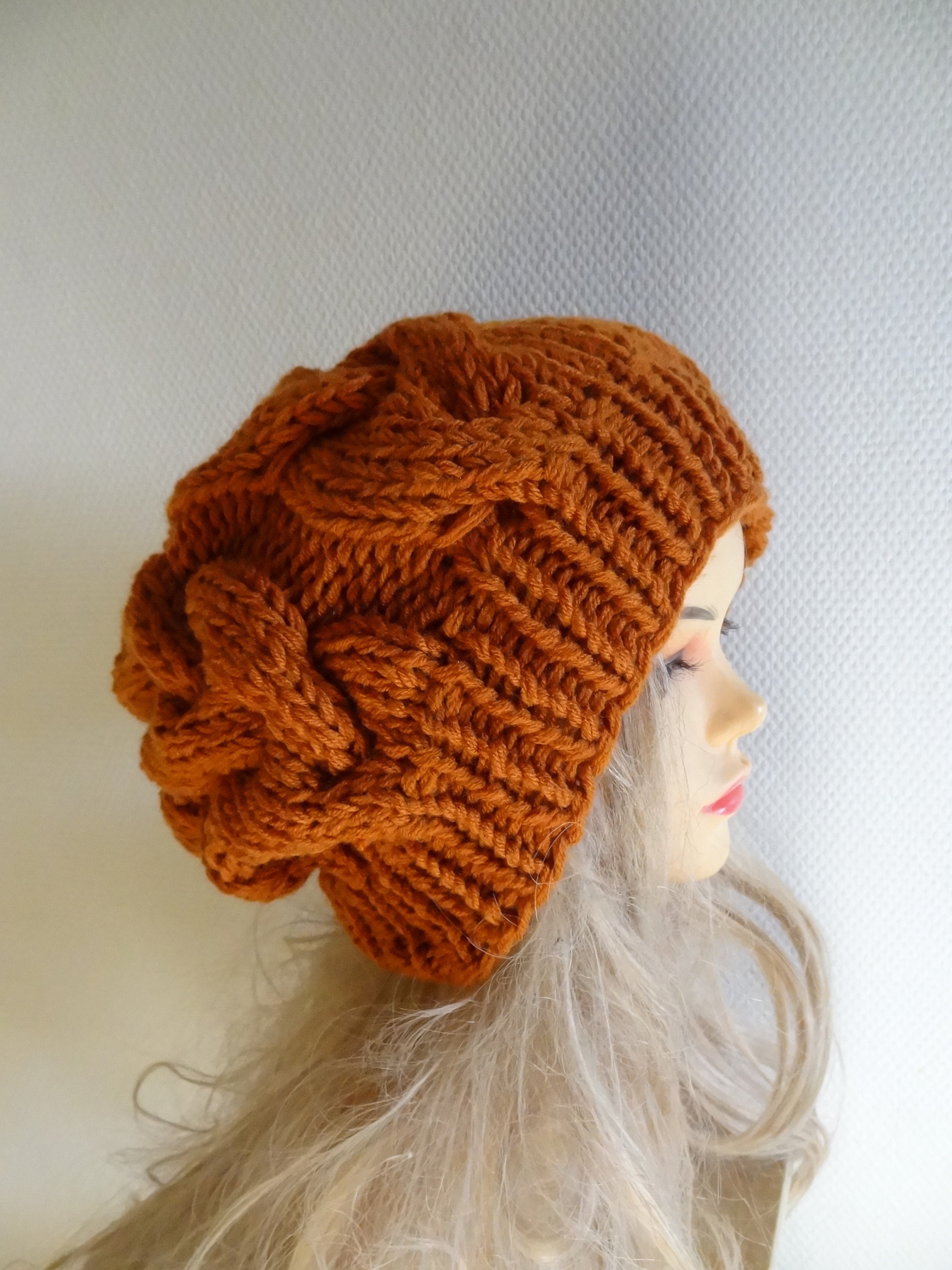 Chunky Knit Slouchy Beanie Oversized Winter Hat Classic Retro Elegant Style Chunky Knit Slouchy Beanie: Oversized Winter Hat - Etsy main image 3